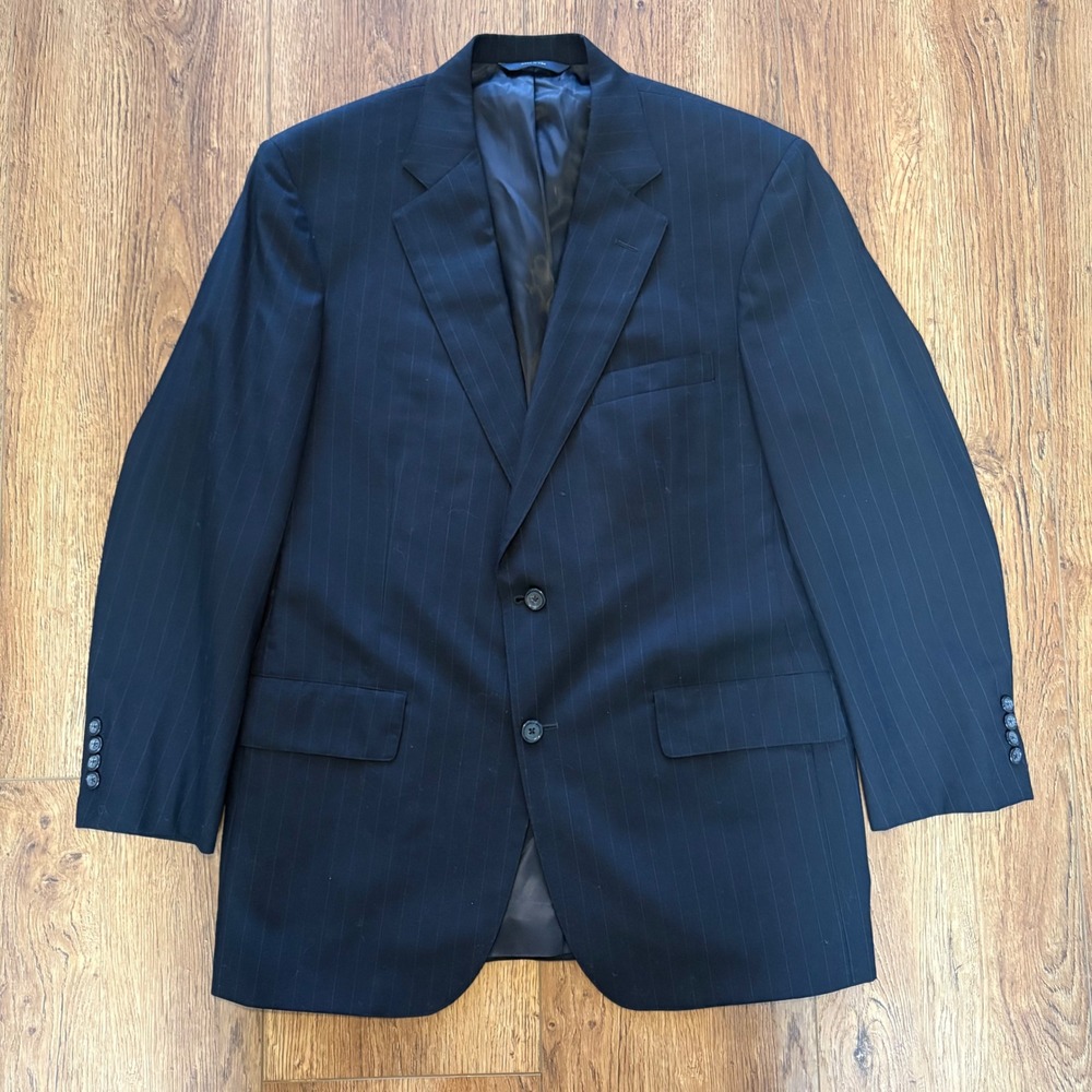 VTG Brooks Brothers BrooksEase Blue Blazer Stripes USA Made Mens 42R 100% Wool